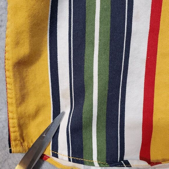 GUESS Shirt Mens Large Green Striped Regular Fit Collar Casual Button Down Vtg - Picture 2 of 12